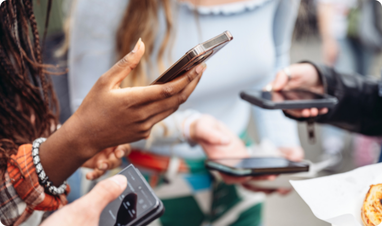 people holding phones